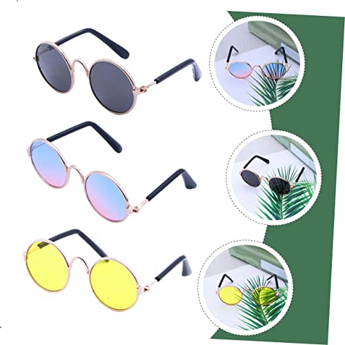LOLIPPYY 3 Stück Teiliges Vintage Haustierbrillen Runde Sonnenbrillen für Hunde und Katzen Leichtes Foto Requisiten Party Zubehör UV Schutz Modeaccessoire für Kleine bis Mittelgroße Tiere von LOLIPPYY
