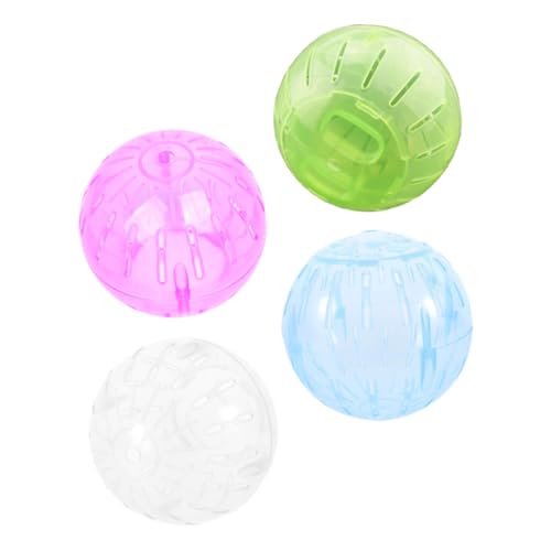 LOLIPPYY 4 Stück Hamsterlaufkugel für Kleine Haustiere Geräuschlose Mini Übungskugel mit Leisem Laufmechanismus Interaktives Laufspielzeug für Zwerghamster und Rennmäuse Tragbar für Drinnen von LOLIPPYY
