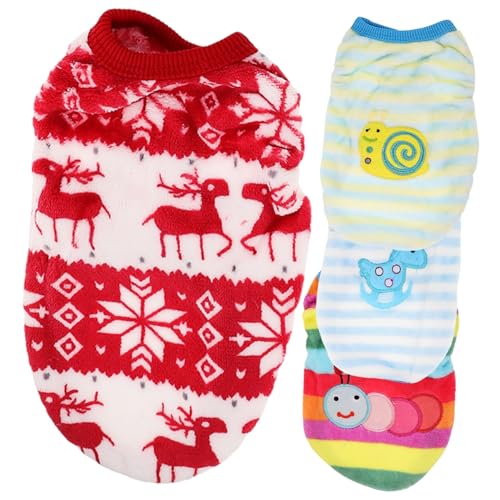 LOLIPPYY 4 Stück Teiliges Haustier Winterkleidungs aus Flauschigem Flanell Warme Cartoon Weste für Kleine Hunde und Katzen Bequeme Hautfreundliche Hundebekleidung Knöpfe Modisch und von LOLIPPYY