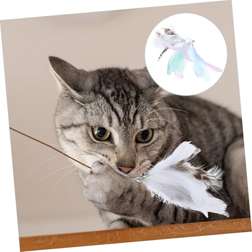 LOLIPPYY 4 Stück Teiliges Katzenspielzeug Ersatzfedern aus Langlebigen Echten Federn für Interaktives Spiel und Beschäftigung Geeignet für Hauskatzen Aktivität und Training von LOLIPPYY