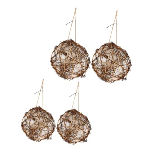 LOLIPPYY 4 Stück Teiliges Nest mit Vorgefülltem Vogelnistmaterial Kugelförmiges Design für Wildvögel Vielseitig Einsetzbar für Garten Balkon Terrasse und Innenräume Natürliche Brutstätte von LOLIPPYY