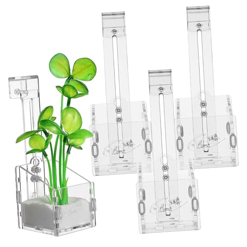 LOLIPPYY 4 Teiliges Aquarium Pflanzenhalter aus Klarem Kleine Pflanzbecher für Wasserpflanzen Stabile und Transparente Aquarien Dekoration Einfach zu Verwenden und Vielseitig von LOLIPPYY