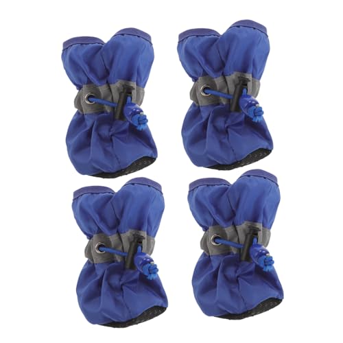 LOLIPPYY 4 Teiliges Wasserdichtes Hundeschuhe rutschfeste Pfotenschutz Boots für Kleine bis Mittelgroße Hunde Atmungsaktiv Allwetterfest Einfache Handhabung Blaue Hundestiefel XXXL von LOLIPPYY