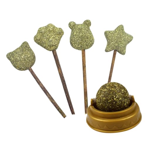 LOLIPPYY 5 Stück Natürliche Katzenminze Lutscher mit Formen Katzenleckerei Appetitanreger Katze Fördert Verdauung und Zungenbewegung Katzenball Snack Katzenunterhaltung für Katzen und von LOLIPPYY