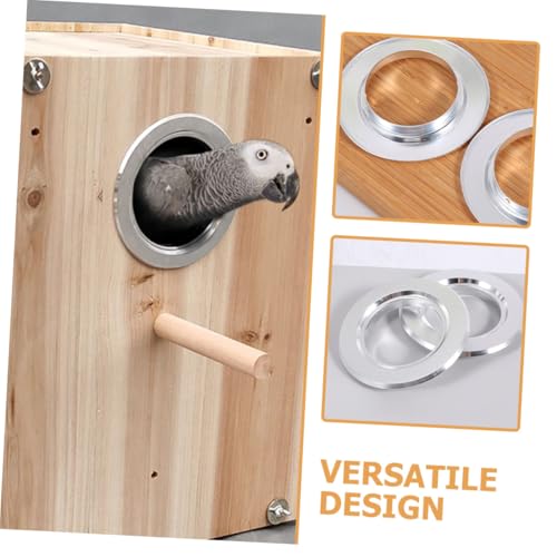 LOLIPPYY 5 Stück Teiliges Vogelbrutkasten Schutzringe aus Metall Anti Biss Nistkasten Lochschutz Glatte Einfluglöcher für Wellensittiche und Papageien Langlebige Nistkasten Zubehörteile von LOLIPPYY