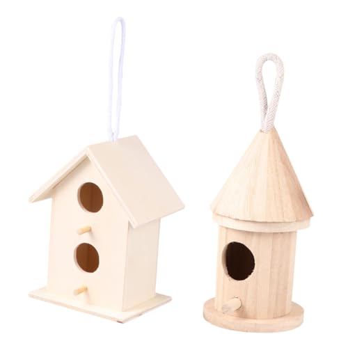 LOLIPPYY 5 Teiliges Holz Vogelhaus zum Aufhängen DIY Nistkasten für Kleine Vögel Naturbelassenes Holz Kreative Garten Dekoration Vielseitig Bemalbar Komfortabler Nistplatz für Kanarien von LOLIPPYY