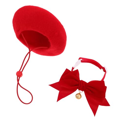 LOLIPPYY Beret Mütze mit Verstellbarem Katzen Hundehalsband Süße Fliege und Glöckchen Pflegeleichtes Haustierkostüm für Kleine Hunde und Katzen bei Geburtstagsfeiern und Outdoor-aktivitäten LOLIPPYY Beret Mütze mit Verstellbarem Katzen Hundehalsband Süße Fliege und Glöckchen Pflegeleichtes Haustierkostüm für Kleine Hunde und Katzen bei Geburtstagsfeiern und Outdoor-aktivitäten von LOLIPPYY