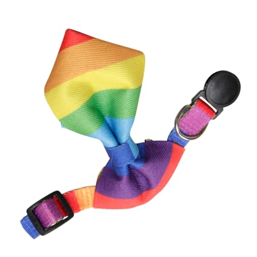 LOLIPPYY Buntes Regenbogen Haustierhalsband mit Niedlicher Schleife Verstellbar Atmungsaktiv und Bequem Geeignet für Katzen und Kleine Hunde bei Partys Festen und Besonderen Anlässen von LOLIPPYY