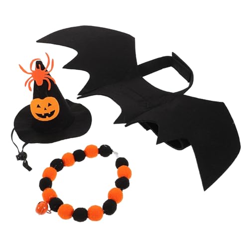 LOLIPPYY Halloween Haustier Kostüm Teilig mit Zaubererhut Fledermausperücke und Glockenhalsband Bequemes Pet Cosplay Outfit für Katzen und Kätzchen zu Halloween Weihnachten und Festen LOLIPPYY Halloween Haustier Kostüm Teilig mit Zaubererhut Fledermausperücke und Glockenhalsband Bequemes Pet Cosplay Outfit für Katzen und Kätzchen zu Halloween Weihnachten und Festen von LOLIPPYY