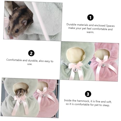 LOLIPPYY Hamster Hängematte Warmes Haustierbett Kuschelnest aus Weichem Plüsch mit Aufhängung Winterfestes Nest für Hamster Meerschweinchen und Kleine Nager Waschbar und Platzsparend Grün von LOLIPPYY