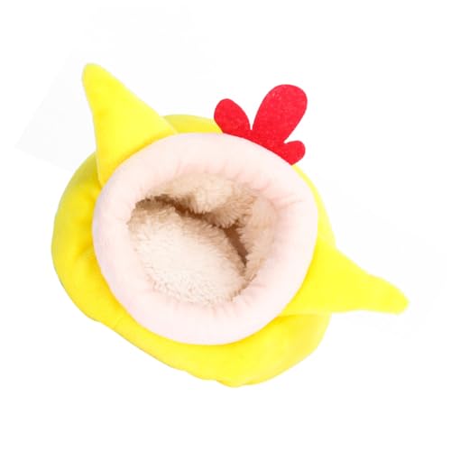 LOLIPPYY Hamster Kuschelnest Winterbett Warmes Haustier Schlafbett für Hamster Igel Gelb Cartoon Stil Flauschiges Kleintier Nest Waschbar Komfortables Schlafsack von LOLIPPYY