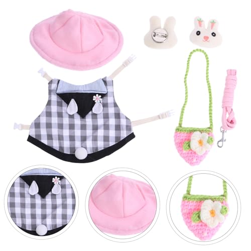 LOLIPPYY Hamster und Kaninchen Weste mit Leine Teiliges Set Haustiergeschirr mit Hut Haarspange Tragetasche Niedliches Kostüm für Kleine Haustiere Spaziergang und Outdoor Zubehör von LOLIPPYY