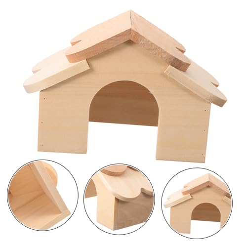LOLIPPYY Hamsterhaus aus Holz mit Dach für Kleintiere Geeignet als Versteck und Spielhaus für Hamster Meerschweinchen Eichhörnchen und Chinchillas Fördert und Stressabbau von LOLIPPYY