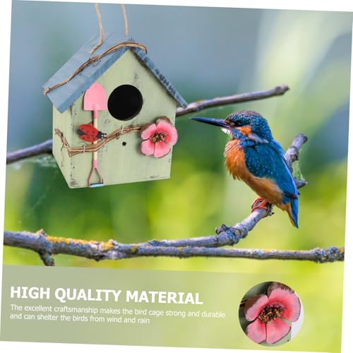LOLIPPYY Handgefertigtes Hängendes Vogelhaus aus Holz Vogelhaus mit Rustikalem Gartenornament Wetterfestes Nistnest für Kleine Vögel Dekoratives Vogelhäuschen für Terrasse und Garten von LOLIPPYY