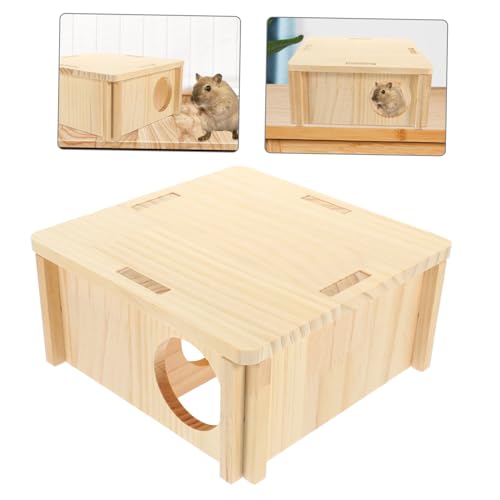 LOLIPPYY Holz Hamster Versteck Haus Kleintier Rückzugsort Meerschweinchen Hütte Sicher Langlebig Spielhaus für Hamster Chinchilla und Kleine Nager von LOLIPPYY