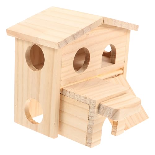 LOLIPPYY Holz Rattenhaus Zweistöckig Langlebiges Hamster Villa mit Großem Sicherer Beißfester Kleintier Unterschlupf für Chinchilla Meerschweinchen Kaninchen Geruchsneutral Leicht zu von LOLIPPYY