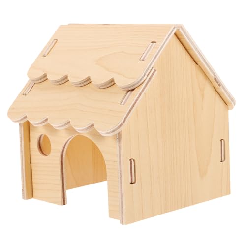 LOLIPPYY Holzhaus für Hamster und Meerschweinchen Langlebiges Nagerversteck Kauresistentes Kleintier spielhaus Sicherer Schlafplatz und Rückzugsort für Zwerghamster und Nager im von LOLIPPYY