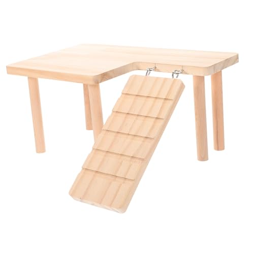 LOLIPPYY Holzleiter für Kleintiere Kleine Kletterplattform mit Rampe Sicher für Hamster Rennmäuse und Nager Natürliche Holzleiter für Käfigaktivität und Spielspaß von LOLIPPYY