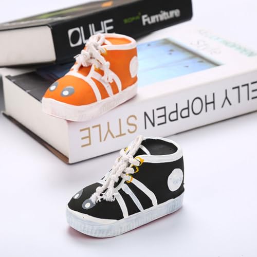 LOLIPPYY Hundespielzeug aus Langlebigem Latex Quietschendes Kauspielzeug in Schuhform Fördert Spielerisch Zahnpflege und Beschäftigung für Welpen und Hunde Schwarzes Pet Shoe Toy von LOLIPPYY