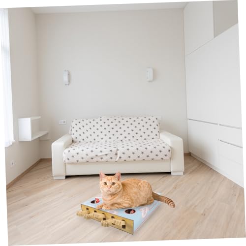 LOLIPPYY Interaktives Katzenspielzeug Kratzbrett aus Holz mit Robustem Wellpapp kratzbrett Katzenspielzeug Mole Whack für Katzen Fördert Krallenpflege und Spielerische Beschäftigung von LOLIPPYY