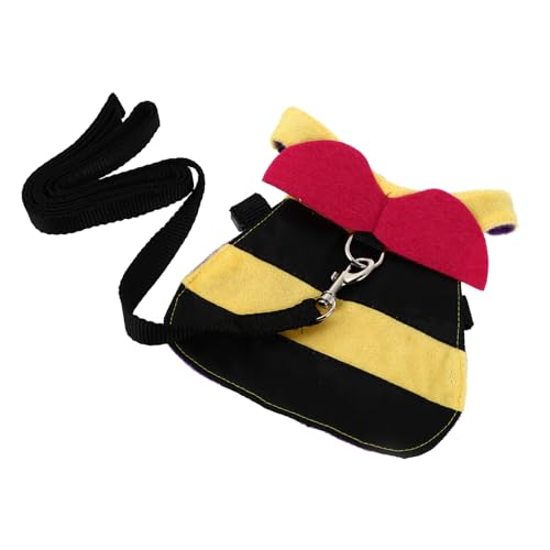 LOLIPPYY Kaninchen Geschirr mit Bienen Design Verstellbares Atmungsaktives Brustgeschirr mit Leine Hautfreundliches Bunny Harness für Kleine Haustiere Bequemes Sommer Weste von LOLIPPYY