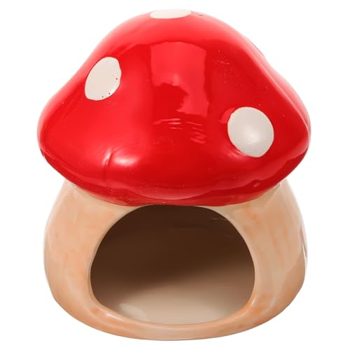 LOLIPPYY Keramik Hamster Versteck Pilzform Kleintier Schlafplatz Sommer Kühlendes Nest für Hamster und Kleine Tiere Hamsterkäfig Zubehör Langlebiges Keramikhaus von LOLIPPYY