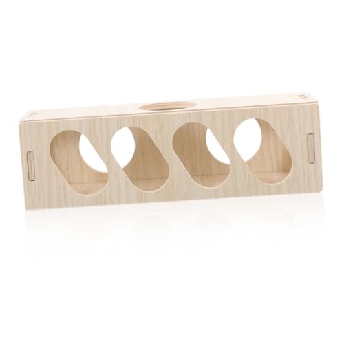 LOLIPPYY Kleintier holzhaus mit Tunnel Versteck aus Natürlichem Holz für Hamster Chinchilla und Meerschweinchen Geräumiges Nager spielhaus mit Mehreren Entdeckungsöffnungen Stabiles von LOLIPPYY