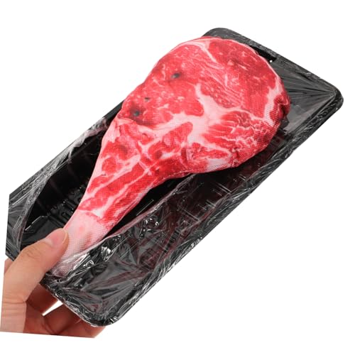 LOLIPPYY Kuscheliges Hundespielzeug Steakform aus Weichem Oxfordstoff Robust und Zahnschonend Interaktives Kauspielzeug für Kleine Welpen und Hunde zum Beißen und Zahnen von LOLIPPYY