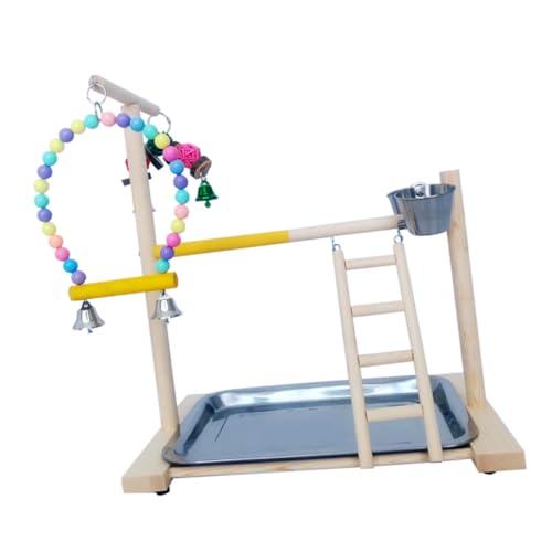 LOLIPPYY Natürlicher Papagei Spielständer aus Holz Robustes Kletter Kauspielzeug für Vögel Fördert Balance und Koordination Geeignet für Wellensittiche Nymphensittiche und Zufällige Farbe von LOLIPPYY