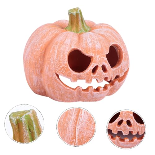 LOLIPPYY Resin Reptilienversteck Kürbisform Wasserdichtes Versteck Höhle für Geckos und Eidechsen Umweltfreundliches Terrarienzubehör Halloween Dekoration von LOLIPPYY