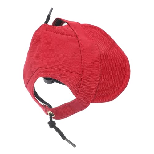 LOLIPPYY Rote Baseballmütze für Hunde aus Oxford und Canvas Weiche Hautfreundliche Kopfbedeckung für Kleine Hunde und Welpen Modischer Sonnenschutz für Alltag und Outdoor Aktivitäten von LOLIPPYY
