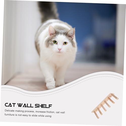 LOLIPPYY Stufige Katzenwandregal aus Holz rutschfeste Wandkletterleiter Stabile Katzenwandmöbel für Indoor Katzen Platzsparende Kletterstufen Multifunktionale Katzenwandplattform von LOLIPPYY
