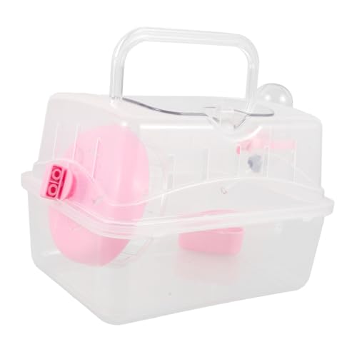 LOLIPPYY Transparente Hamster Transportbox Tragbarer Kleintierkäfig Multifunktional Für Meerschweinchen Mäuse Outdoor Reise Ausflug Rosa von LOLIPPYY