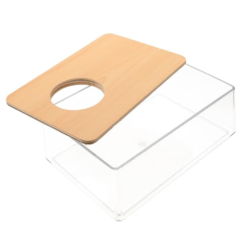 LOLIPPYY Transparenter Hamstersandbad Sandbad mit Acrylwanne und Holzdeckel für Kleine Haustiere Wie Hamster Chinchilla Maus Einfach zu Reinigen Multifunktionales Sandbad und Badezimmer von LOLIPPYY