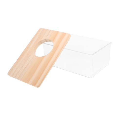 LOLIPPYY Transparentes Sandbad für Hamster und Kleintiere Acryl Sandbad-Box mit Holzdeckel Vielseitiger Sandbehälter für Baden Toilette für Chinchillas und Mäuse von LOLIPPYY