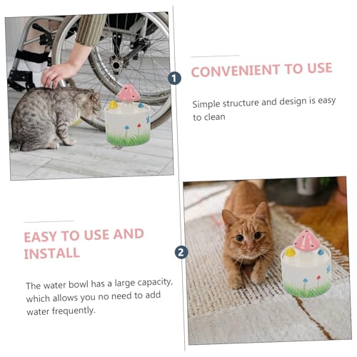 LOLIPPYY USB Pilz Design Haustier Trinkbrunnen Klein Automatischer Wasserspender Keramik Wasserschale für Katzen und Hunde Kompakt Leicht zu Reinigen mit Großer Wasserspeicherkapazität von LOLIPPYY