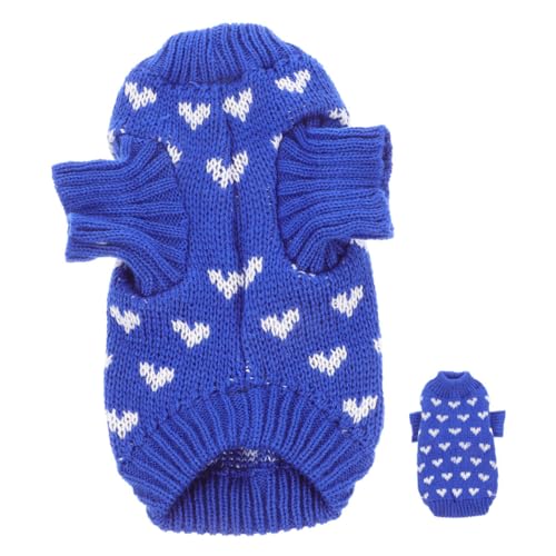 LOLIPPYY Valentinstag Hundepullover Strick Rundhals Enganliegend Herzmuster Warmer Winterpullover für Kleine und Mittelgroße Hunde Angenehm von LOLIPPYY