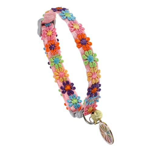 LOLIPPYY Verstellbarer Bunter Spitzenblumen mit Glöckchen für und Kleine Hunde Atmungsaktiv Leicht Dekorativ Geeignet für Outdoor spaziergänge und Festliche Anlässe Breit Umfang von LOLIPPYY