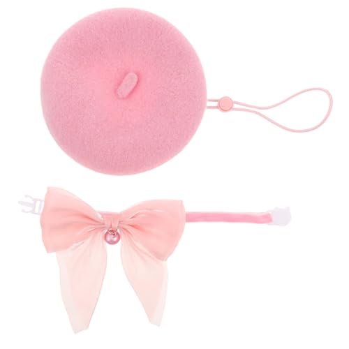 LOLIPPYY Verstellbares Katzenhalsband mit Glocke und Strick-baskenmütze Set mit Verstellbarer Schleife für Katzen und Kleine Hunde Weiche Atmungsaktive Haustier-Accessoires für Partys und von LOLIPPYY