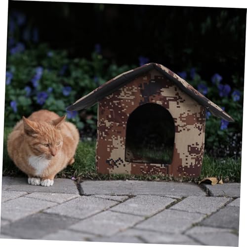 LOLIPPYY Wetterfestes Isoliertes Outdoor Katzenhaus für Kleine Katzen Winddichter Schutz Einfache Installation Multifunktional als Unterschlupf und Spielplatz für Draußen und Kalte von LOLIPPYY