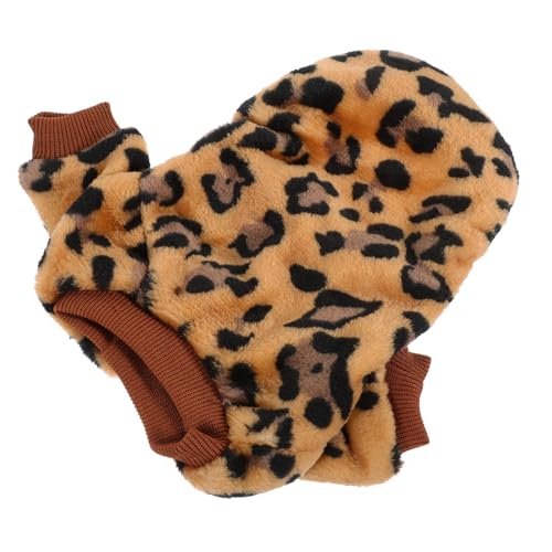 LOLIPPYY Winter Hundepullover für Kleine Hunde Komfortabel und Warm Verschleißfestes Haustier-Weste Gemütlicher Herbst-Winter Mantel Brauner Flanell Leopardenmuster Hundemantel XL von LOLIPPYY