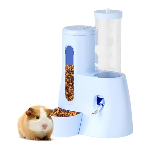 2-in-1 Hamster-Wasserflasche & Lebensmittelspender – Auslaufsicheres Design für Glas-/Drahtkäfige (120 ml/113.4 g BPA-frei + Doppeldichtungsdüse) Zwerghamster & Mäuse Essentials (Blau, 6,3 × 5,1 × 4,3 von LOLLBIRD