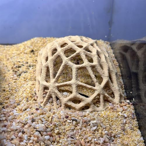 LOLLBIRD Aquarium-Dekorhöhle, 3D-bedrucktes Netz-Garnelenversteck für Aquariumecken, Garnelenzucht, Betta-Fische und Nano-Lebensräume (Khaki) von LOLLBIRD