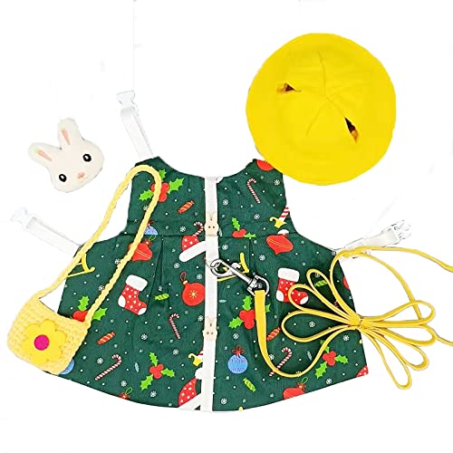 LOLOVI Kaninchen-Weihnachtsoutfit für kleine Tiere, mit Leine, Set mit und Tasche, ausbruchsicher, atmungsaktiv, Kostüm für Hamster und Mäuse von LOLOVI