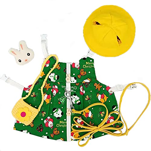 LOLOVI Kaninchen-Weihnachtsoutfit für kleine Tiere, mit Leine, Set mit und Tasche, ausbruchsicher, atmungsaktiv, Kostüm für Hamster und Mäuse von LOLOVI