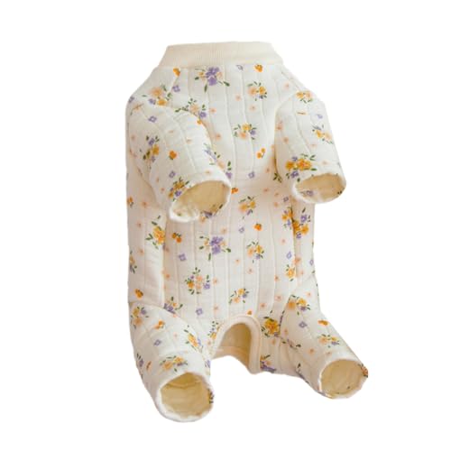 LOLPALONE Warmer Winter-Pyjama aus Baumwolle für kleine Hunde, mit umwickeltem Bauch, Pyjama für Chihuahua Welpen und Katzen, Größe M von LOLPALONE