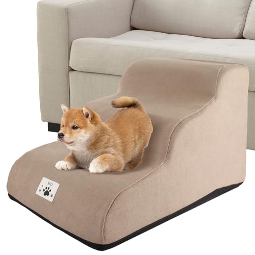 LOLYSIC Hundetreppe, 3 Stufen, Hundetreppe für kleine Hunde und Katzen, hochdichter Schaumstoff, Hunderampe für Bett, Sofa, Couch, Haustiertreppe mit abnehmbarem waschbarem Bezug, 57 x 40 x 36 cm, LOLYSIC Hundetreppe, 3 Stufen, Hundetreppe für kleine Hunde und Katzen, hochdichter Schaumstoff, Hunderampe für Bett, Sofa, Couch, Haustiertreppe mit abnehmbarem waschbarem Bezug, 57 x 40 x 36 cm, von LOLYSIC