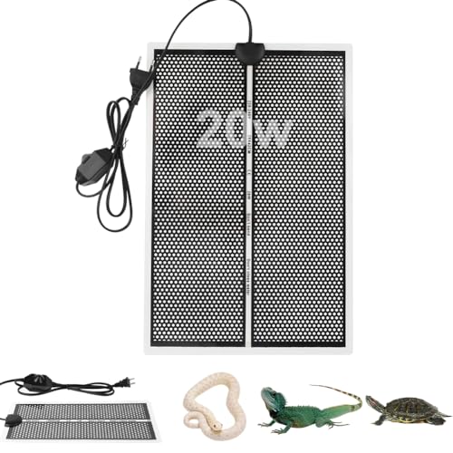 LOMUG Heizmatte Terrarium, 20W Einstellbar Reptil Heizmatten, Heizkissen für Glasbehälter, Einstellbar Wärmematte mit Temperaturregelung für Schildkröte Schlangen Eidechse Spinne Amphibien(42 x 28cm) von LOMUG