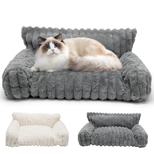 LOMUG Waschbares Hundebett Hundekissen 60x45x20cm Katzenbetten Katzensofabett Hundesofa Kleines Hundebett Waschbar Rutschfest für Hunde und Katzen, weiche orthopädischer Hundekorb mit Hohem Rand(Grau) von LOMUG