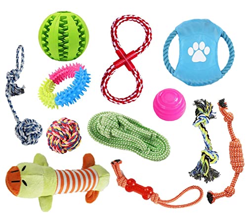 12-teiliges Hundespielzeug-Set, langlebiges Hundespielzeug, Seilspielzeug für kleine Haustiere, Welpenspielzeug-Set, lindert Langeweile und Stress für kleine, mittelgroße und große Hunde von LONENESSL